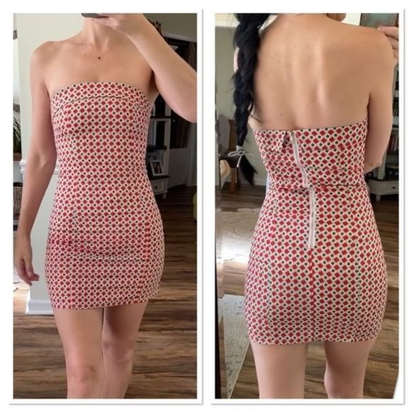 BOUTIQUE Alaia Retro Strapless Geometric Print Mini Dress Size XS NWT - Picture 11 of 13